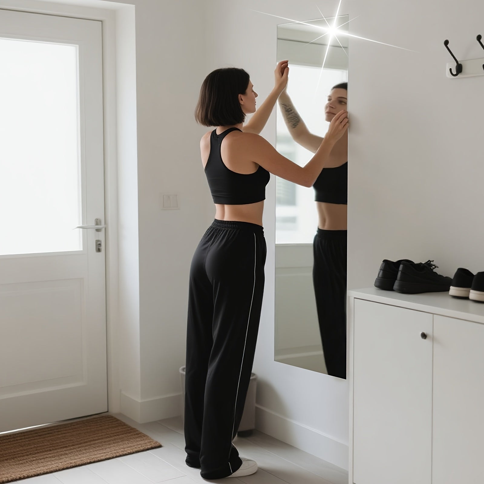 Self Adhesive Mirror Wall Sticker – Removable PET Peel & Stick Mirror Film