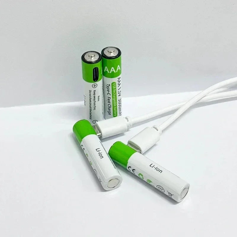 USB-C Rechargeable AA & AAA Lithium-Ion Batteries – High Capacity