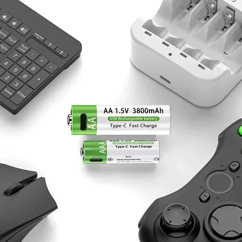 USB-C Rechargeable AA & AAA Lithium-Ion Batteries – High Capacity